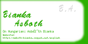 bianka asboth business card